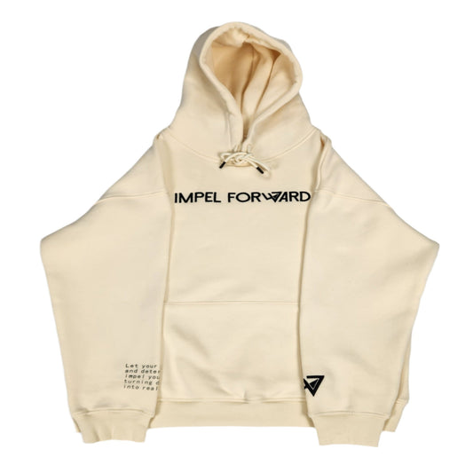 Impel Forward Embroidered Hoodie with message - Cream